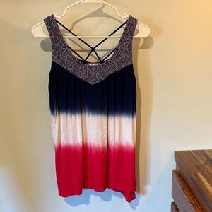 Patriotic Navy, White and Red Ombre Women's Tank Top - XS